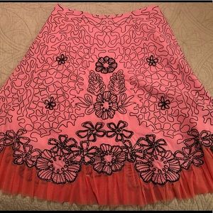 Basil and Maude Formal Pink Embroidered Skirt